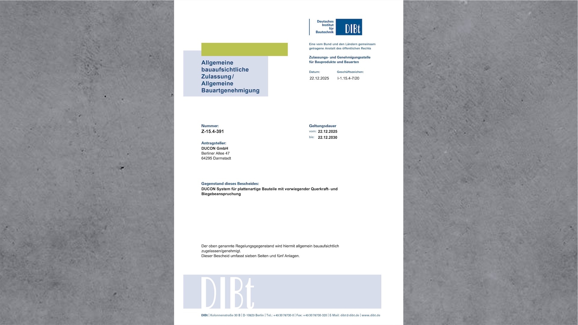 Allgemeine bauaufsichtliche Zulassung Z-15.4-391